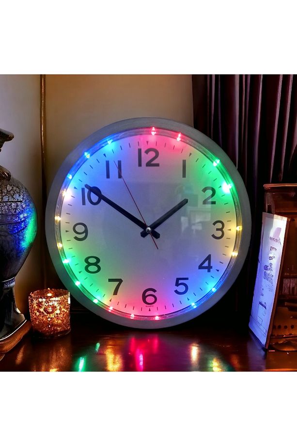 Uzaktan Kumandalı Ledli Işıklı Duvar Saati Gece Lambası Aplik 30 cm B3 - 1