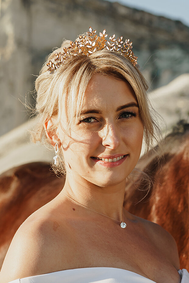 Leaf Pattern Elegant Bridal Costume Crown, Wedding Dress Crown, Bride Queen Crown Honey