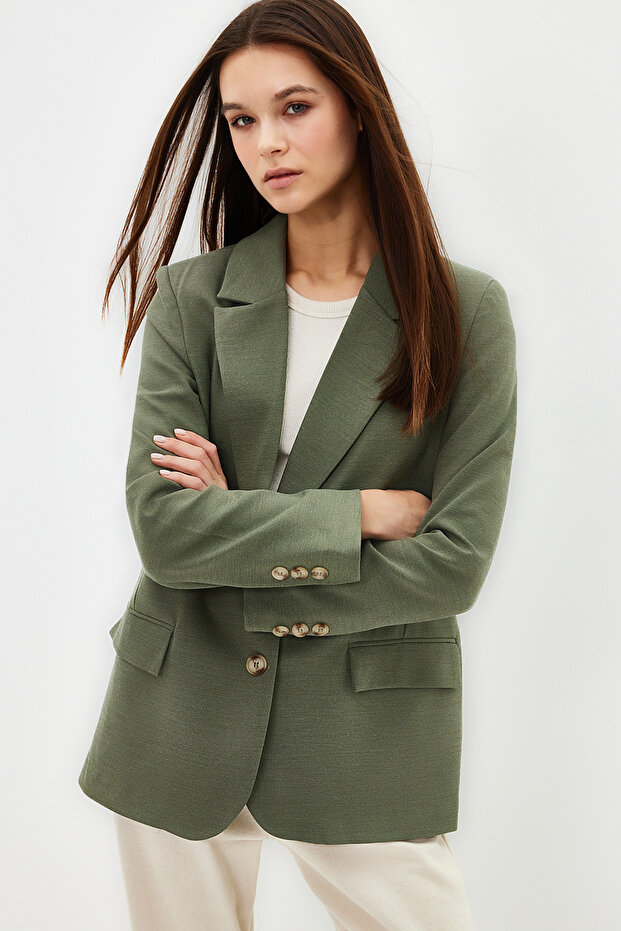 Mint Regular Astarlı Dokuma Blazer Ceket TWOAW23BC00132 - 6