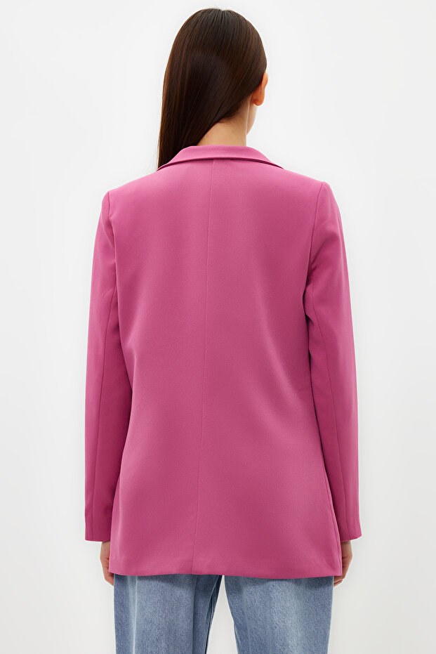 Różowa marynarka tkana z podwójną podszewką i zapinaniem na regularne guziki TWOAW21CE0264 - 6