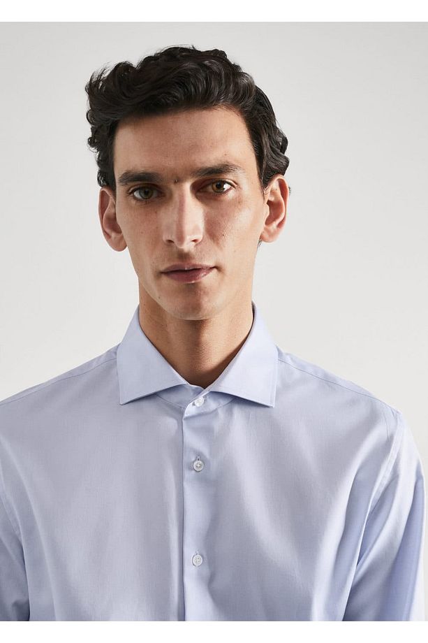 Gömlek Kol Düğmeleri Slim Fit Dimi Kumaş Gömlek - 8