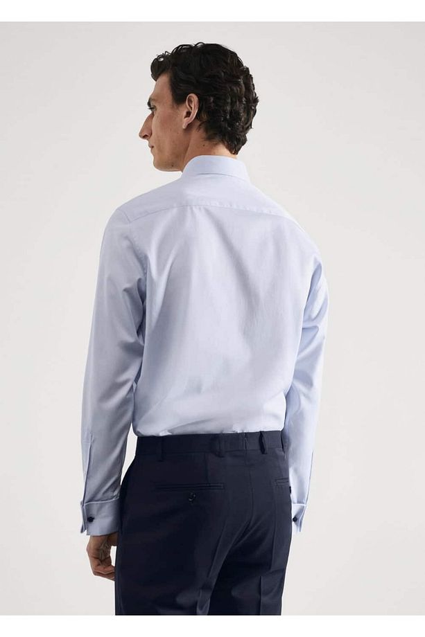 Gömlek Kol Düğmeleri Slim Fit Dimi Kumaş Gömlek - 4