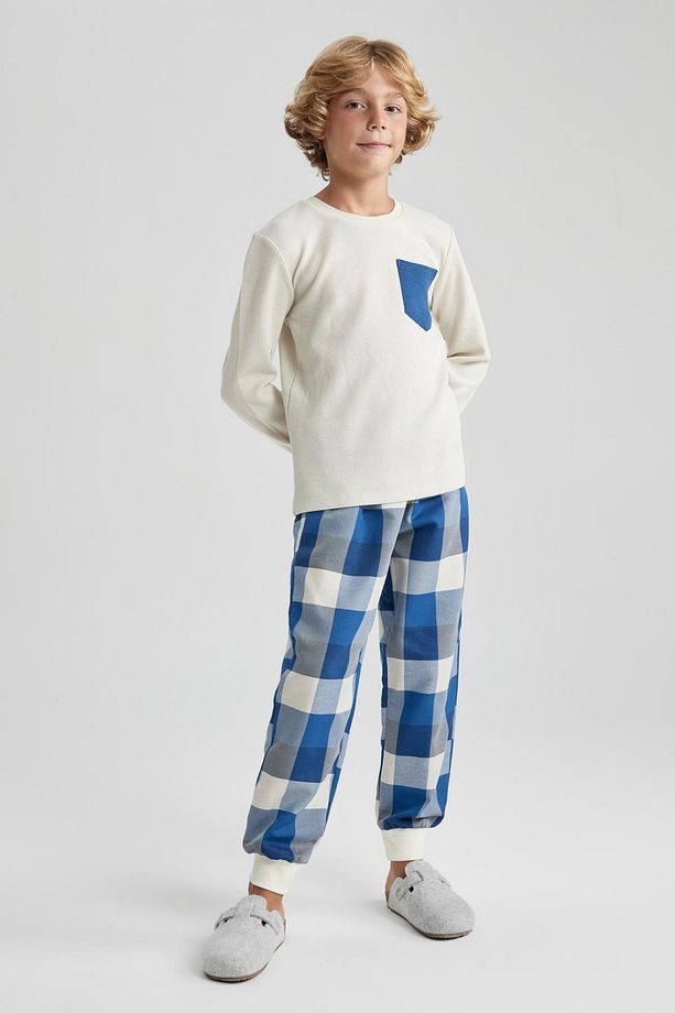 Erkek Çocuk Waffle Uzun Kollu Pijama Takımı - 2