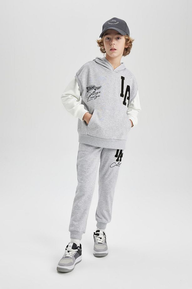 Erkek Çocuk Beli Bağcıklı Lastikli Paça Cepli Baskılı Gri Jogger Eşofman Altı B6142a824sp - 3