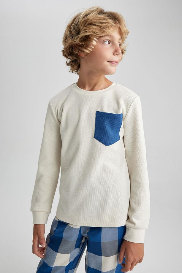 Erkek Çocuk Waffle Uzun Kollu Pijama Takımı - 5
