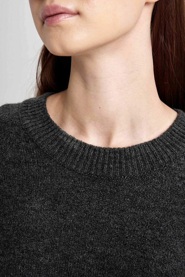 Regular Fit Bisiklet Yaka Basic Düz Triko Kazak Tunik B2709ax23wn - 5