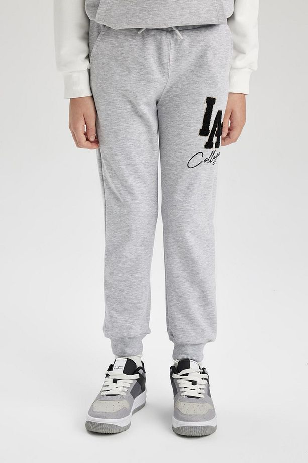 Erkek Çocuk Beli Bağcıklı Lastikli Paça Cepli Baskılı Gri Jogger Eşofman Altı B6142a824sp - 4