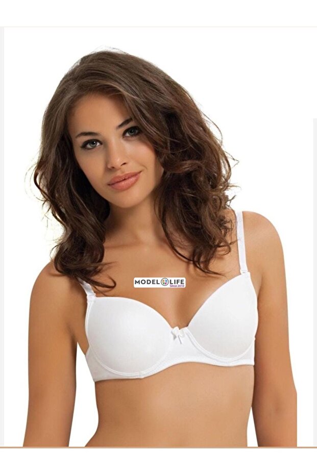White B Cup Empty Underwire Solid Color Bra - 1
