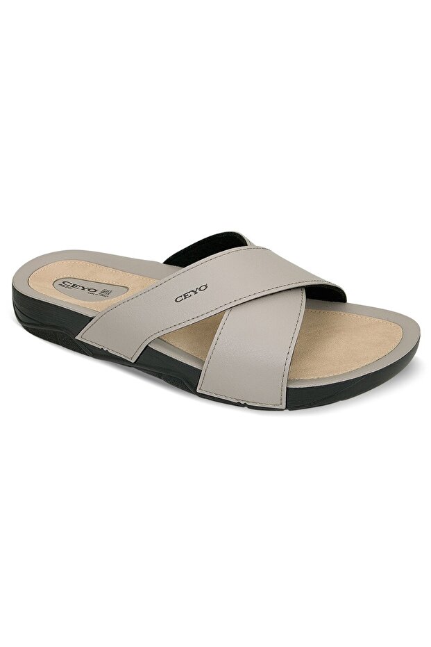 9877 Anatomical Men's Slippers-Dark Beige