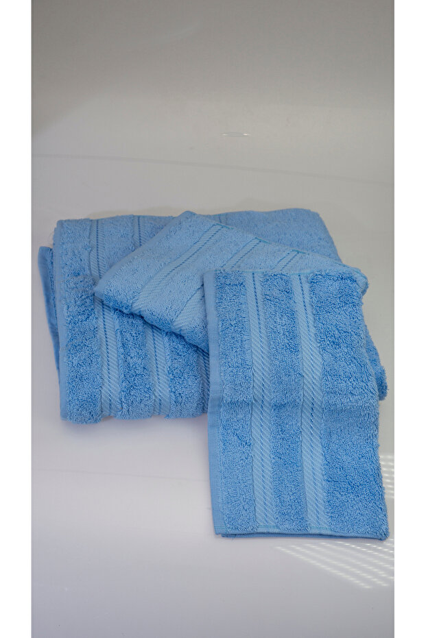 100% Cotton Bath Towel Set Turquoise (3 Pieces)