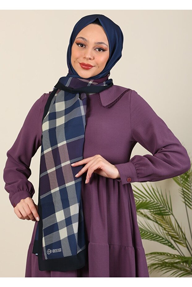Hijabchi Plaid Patterned Medina Silk Shawl
