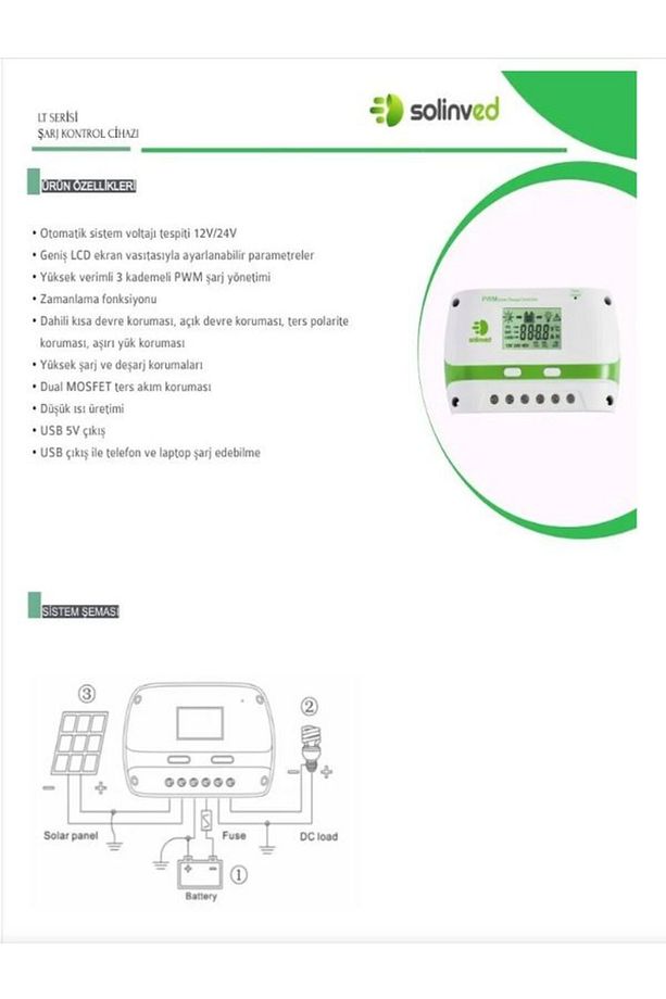 Solinved 10A Pwm Şarj Kontrol Cihazı-PWM - 3