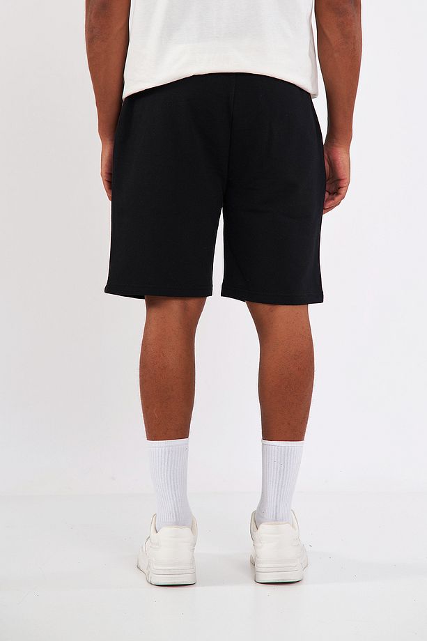 Regular Fit Yanları Cepli Kalın Kumaş Rahat Kesim Erkek Siyah Şort - 7