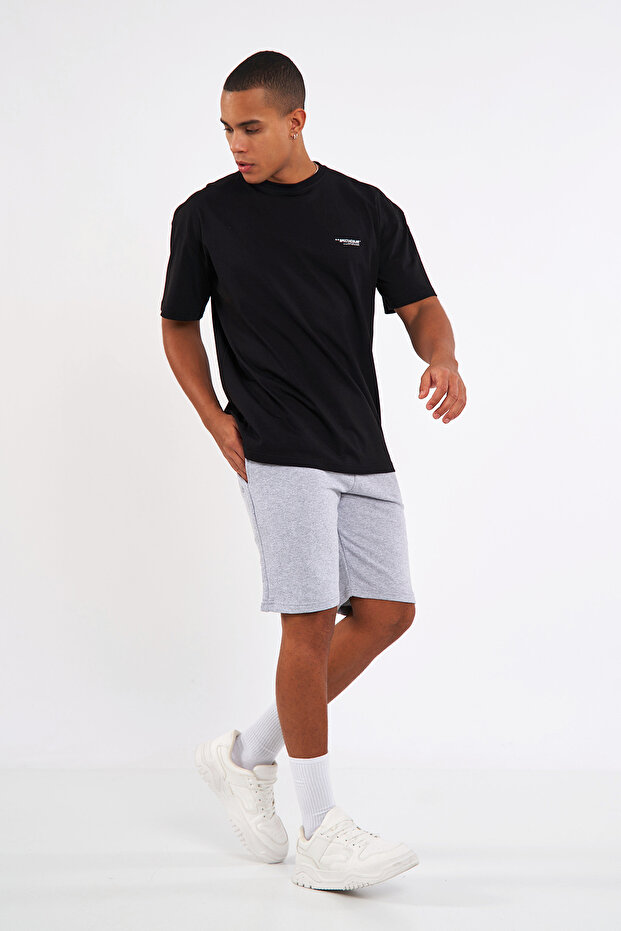 Regular Fit Thick Fabric Comfortable Cut Men's Gray Shorts with Side Pockets
