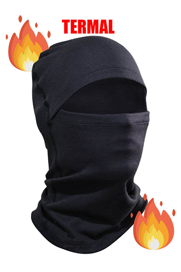 Thermal Winter Black Fleece Snow Mask - Unisex Biker Helmet Beanie