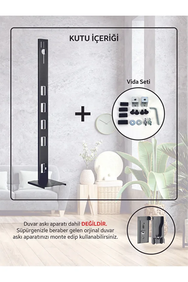 Dyson Uyumlu Dikey Süpürge Standı Siyah Renk V15 - V12 - V11 - V10 - V8 - 6