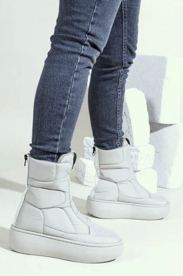 OGGO Snow Boot Açık Krem Termal Kürklü Kışlık Kaymaz Taban Kar Botu - 3
