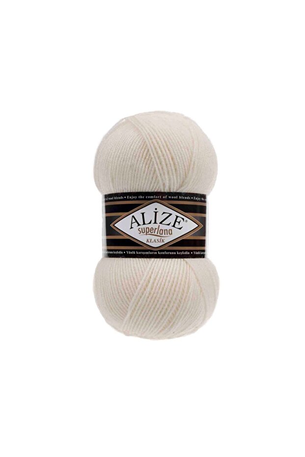 Superlana Classic 62 Cream Vest Cardigan Sweater Yarn 25% Wool 100 gr 280 meters
