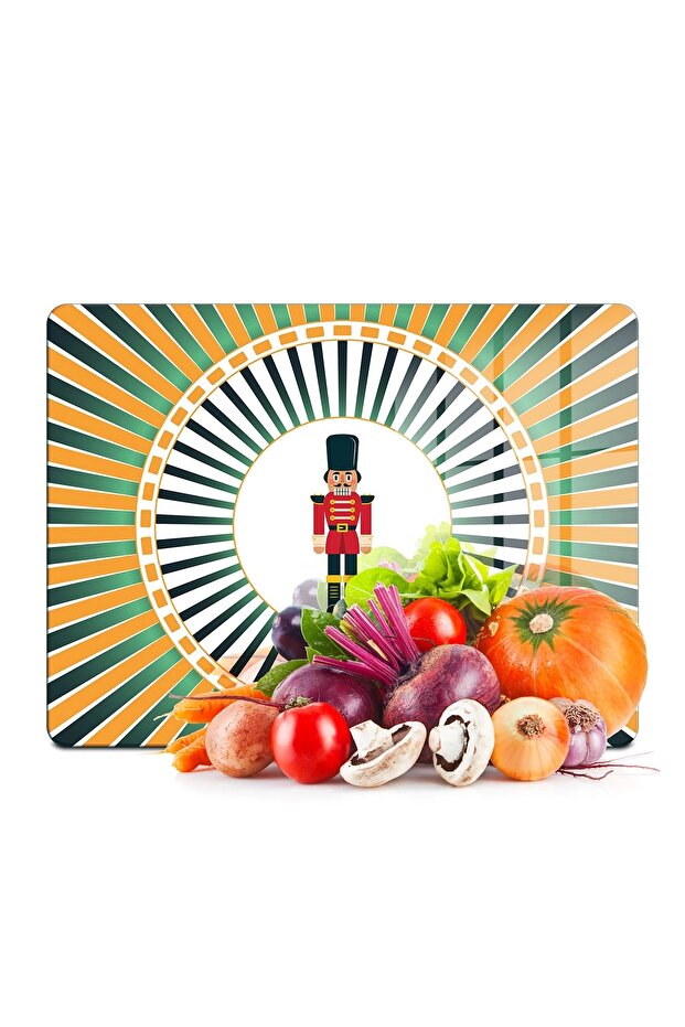 30x40 cm Nutcracker Patterned Glass Cutting Board - Christmas