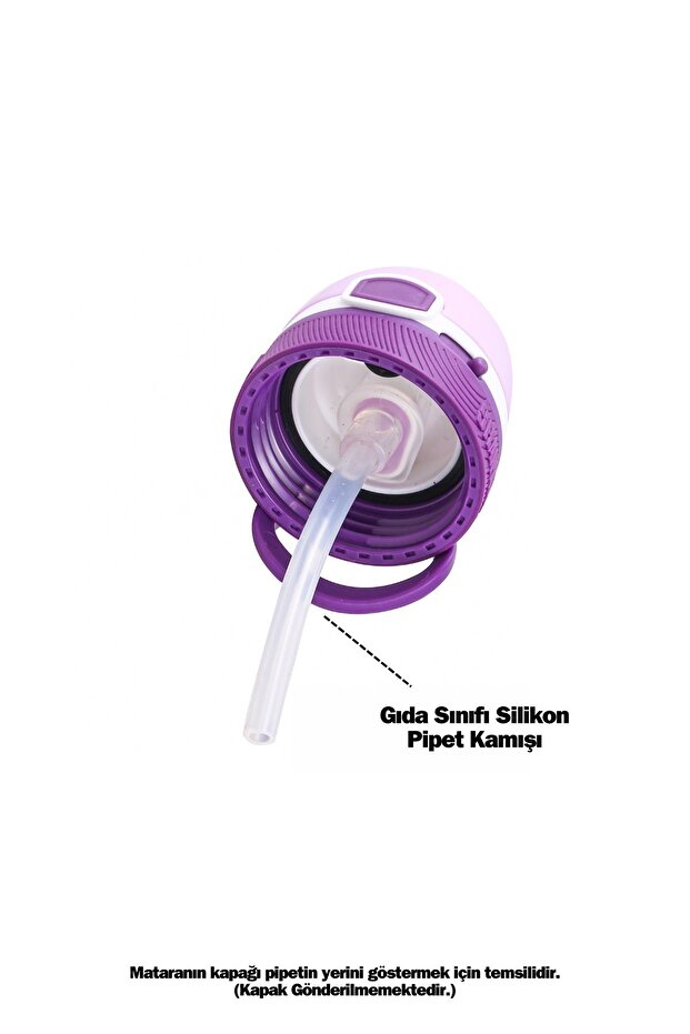 (YEDEK PİPETLİ) Sarı 350 ml Paslanmaz Çelik Pipetli Çocuk Matara Vagonlife - 5