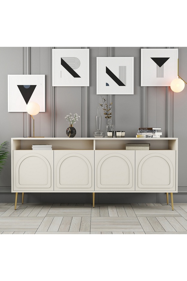 Marsilya Konsol - Krem / Altın - 1