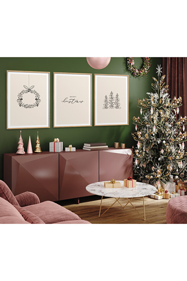 3 Piece Framed Painting Set Christmas Serial Poster Painting Hpn159