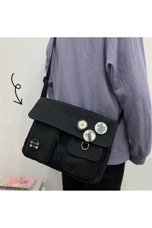 Toum dompuleri moda Harajuku Unisex Cepli Unisex Siyah Postacı Çantası
