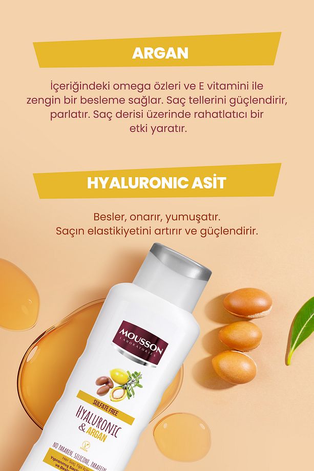 Hyaluronik Asit Ve Argan Içeren Onarıcı Ve Besleyici Sülfatsız Şampuan 385 ml - 4