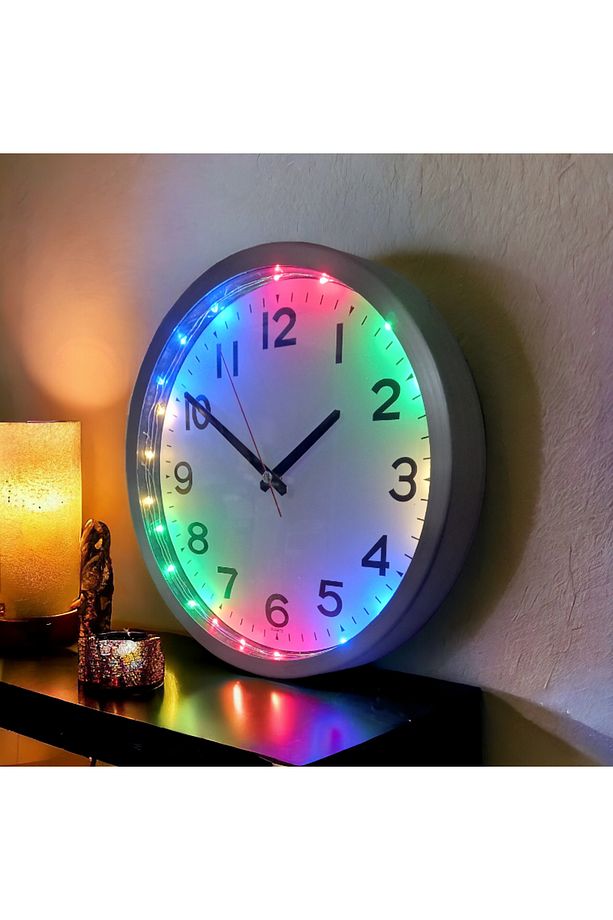 Uzaktan Kumandalı Ledli Işıklı Duvar Saati Gece Lambası Aplik 30 cm B3 - 6