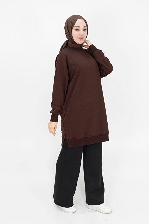 İki İp Kumaş Basic Tunik Sweatshirt - 2