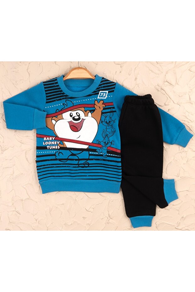 6-18 months Baby Boy Thick Fabric Fleece 100% Cotton 3 Strings Tracksuit Set