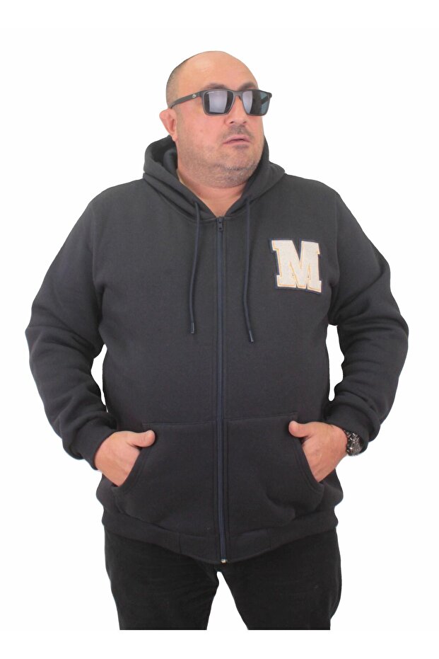 سويت شيرت كبير الحجم بسحاب M 23217 أزرق داكن