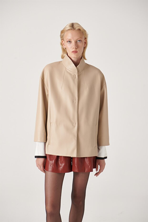 Melda Deri Ceket Bej - 2