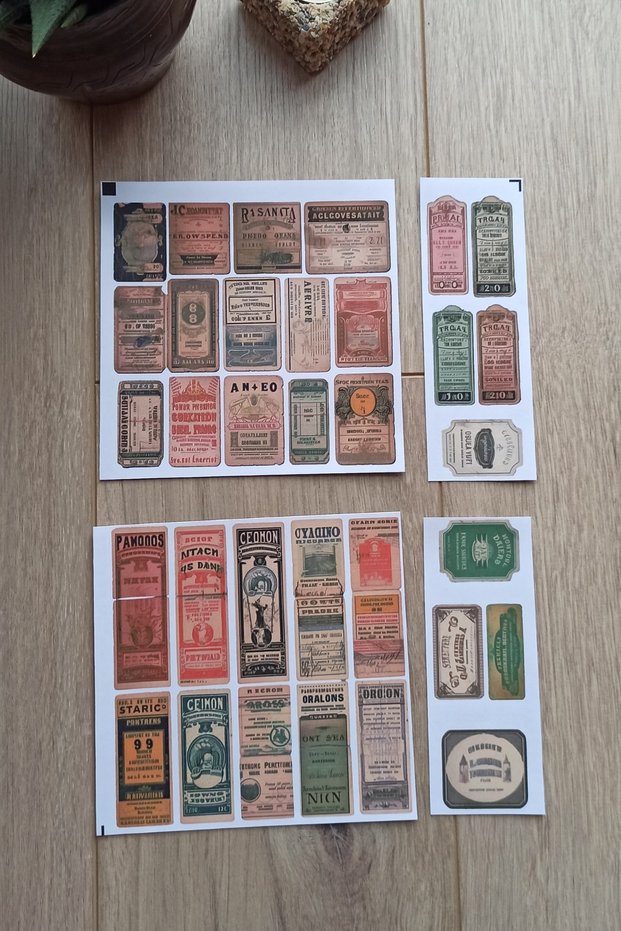 33 Pieces 4 Pieces Scrapbook Sticker Set Bullet Journal Sticker Vintage Ticket Label Sticker