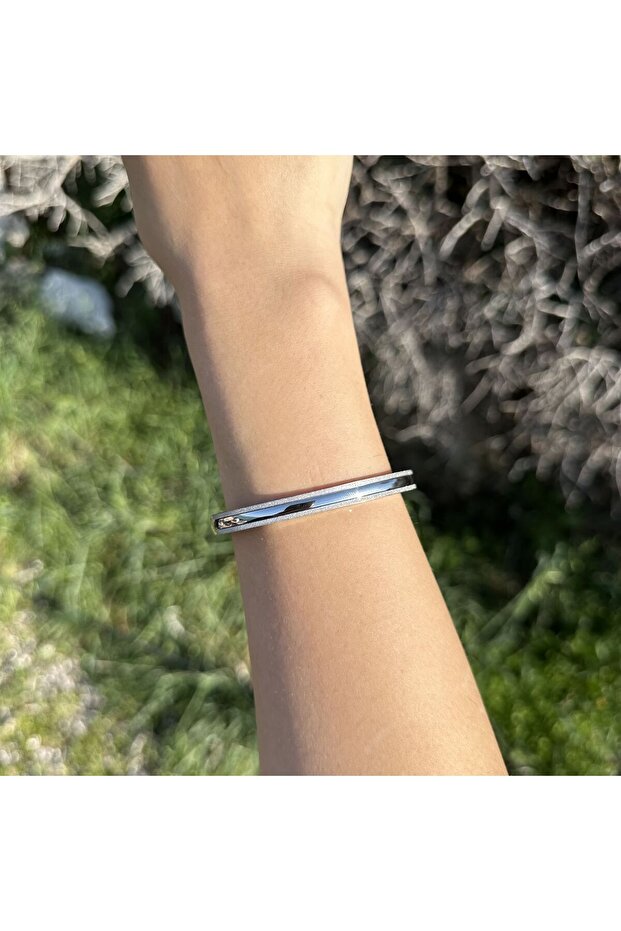 Simli Çelik Kelepçe-Silver - 2