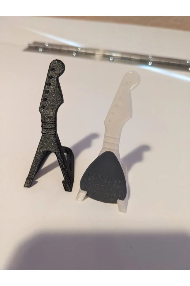 Guitar Pattern Plectrums Stand 2 Pieces Black-White