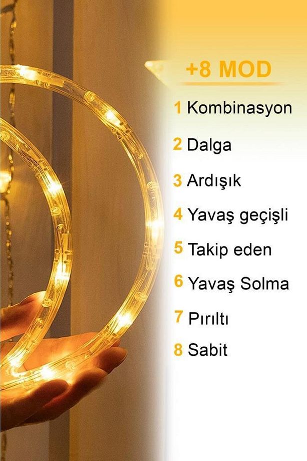 Dp-45 Gün Işığı 3 Metre Ay Yıldız Şekilli Perde Led - 3