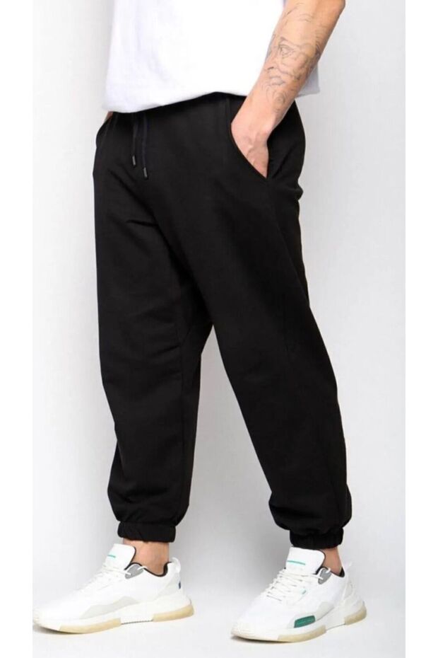 Unisex Oversize Basic Sweatpants Black - 2