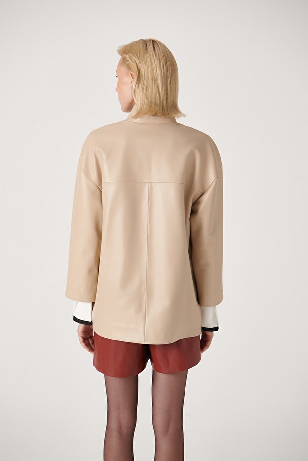 Melda Deri Ceket Bej - 4