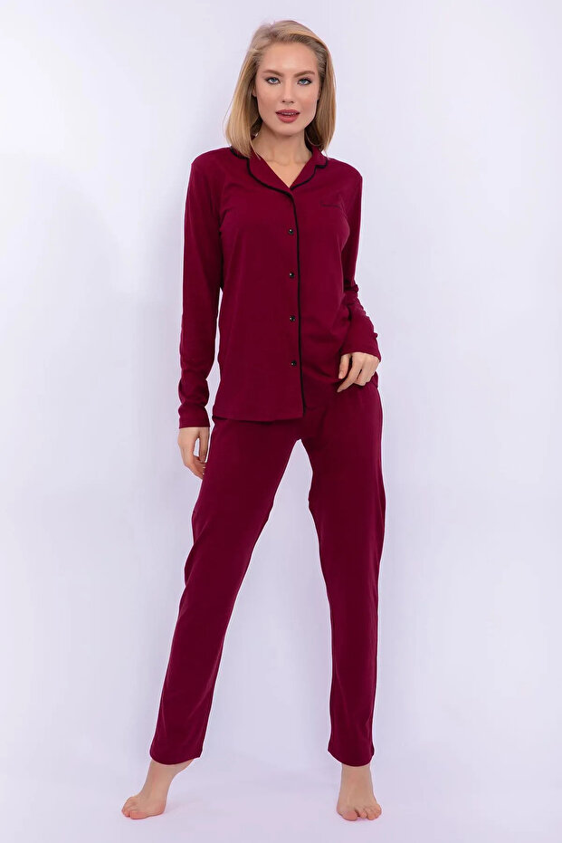 Cotton Front Buttoned Long Sleeve Pajama Set V71