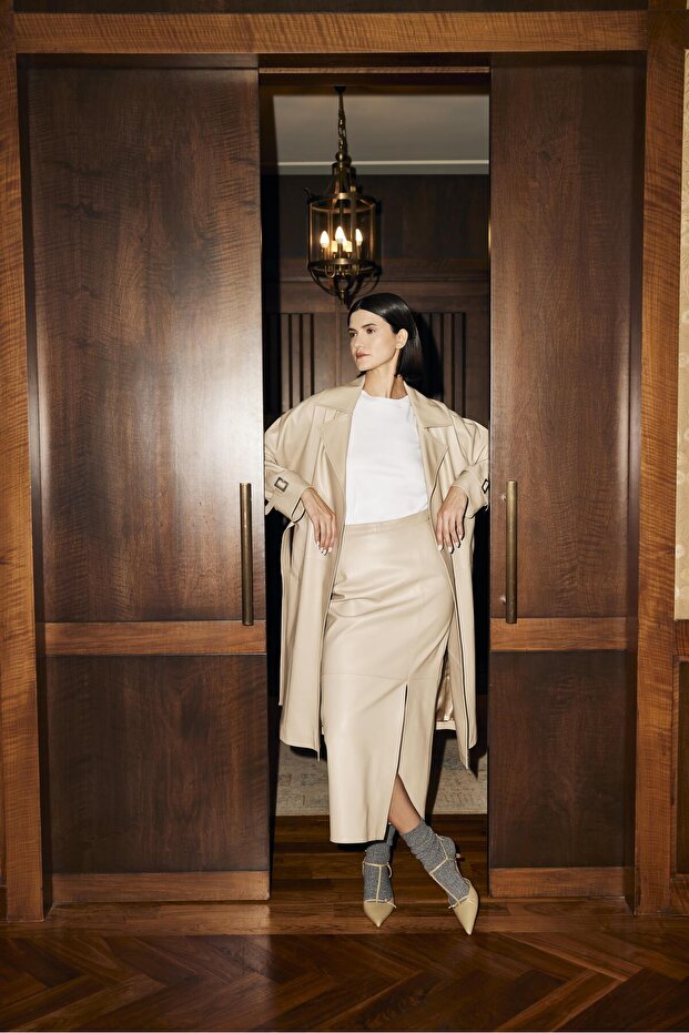 ANNA Deri Etek Bej - 1