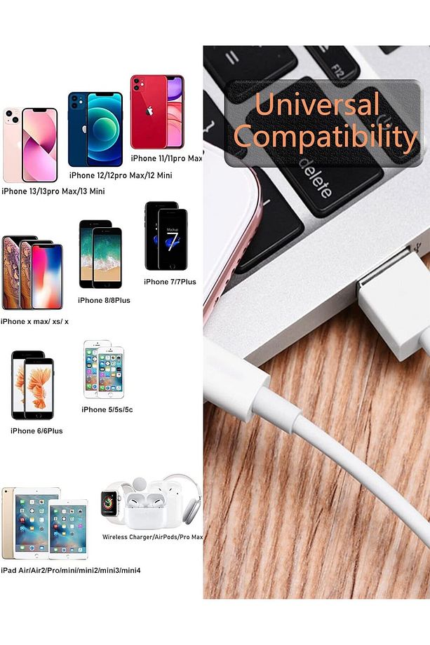 Lightning Usb 1 Metre İphone 15 14 13 12 11 X 8 7 6 Pro Promax Plus Uyumlu - 5