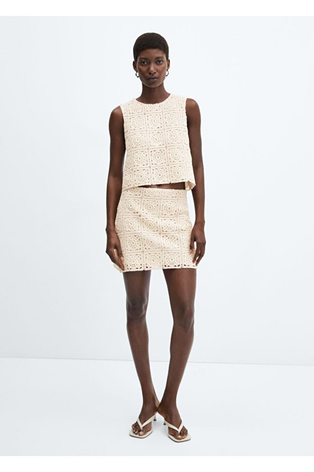 İşlemeli pamuklu etek - 2