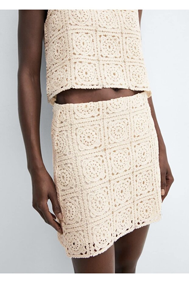 İşlemeli pamuklu etek - 5