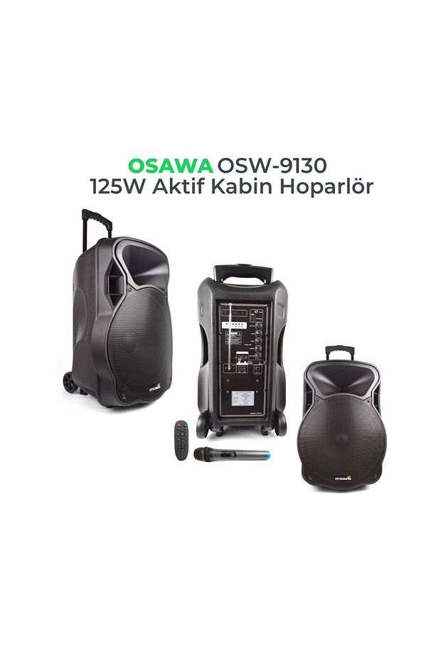 OSW-9130 UHF BT+USB 30 CM HOPARLÖRLÜ 1 EL MİKROFONLU ŞARJLI PORTATİF ANFİ - 2