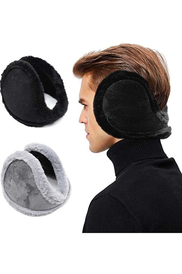 COLD WEATHER HEADPHONES DOUBLE SIDED PLUSH QUALITY BLACK UNISEX NECK TYPE HEADPHONE