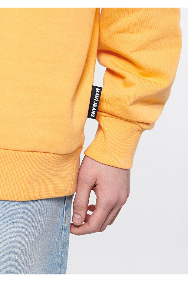 Kapüşonlu Turuncu Basic Sweatshirt 0610062-71399 - 4
