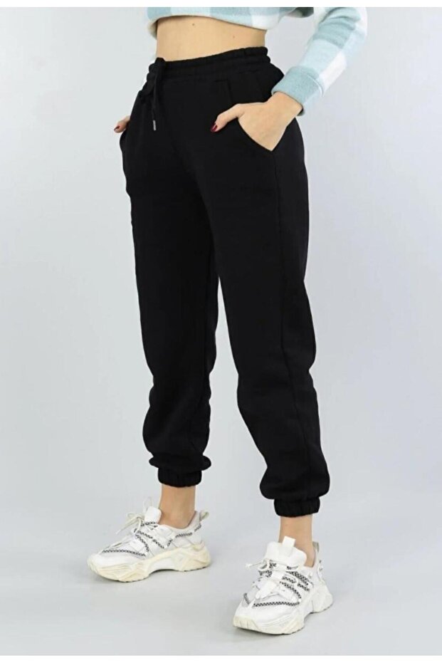 Unisex Oversize Basic Sweatpants Black - 7
