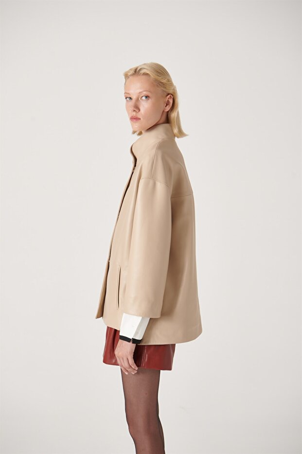 Melda Deri Ceket Bej - 3