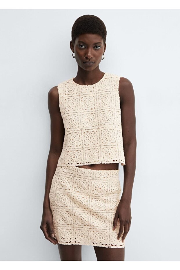 İşlemeli pamuklu etek - 1